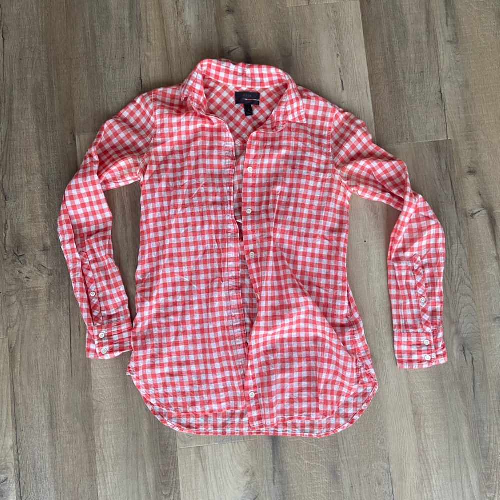 J Crew button down gingham shirt